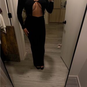 Naked Wardrobe Black Maxi Skirt/Open Top